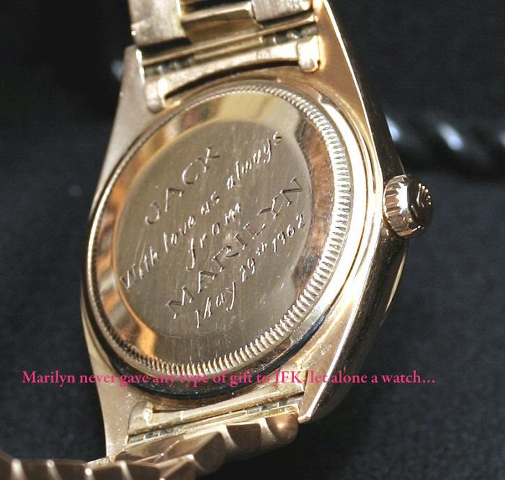 Wristwatch claimed to have been given by Marilyn Monroe to JFK...a myth.